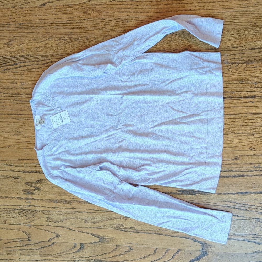 NWT J.Crew Factory Cotton Teddie Sweater Heather Lilac - Size Small